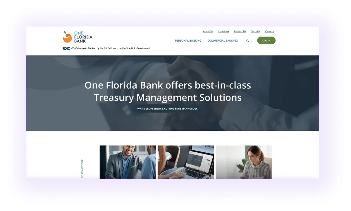 example of a local keyword used in a Florida focused local bank website