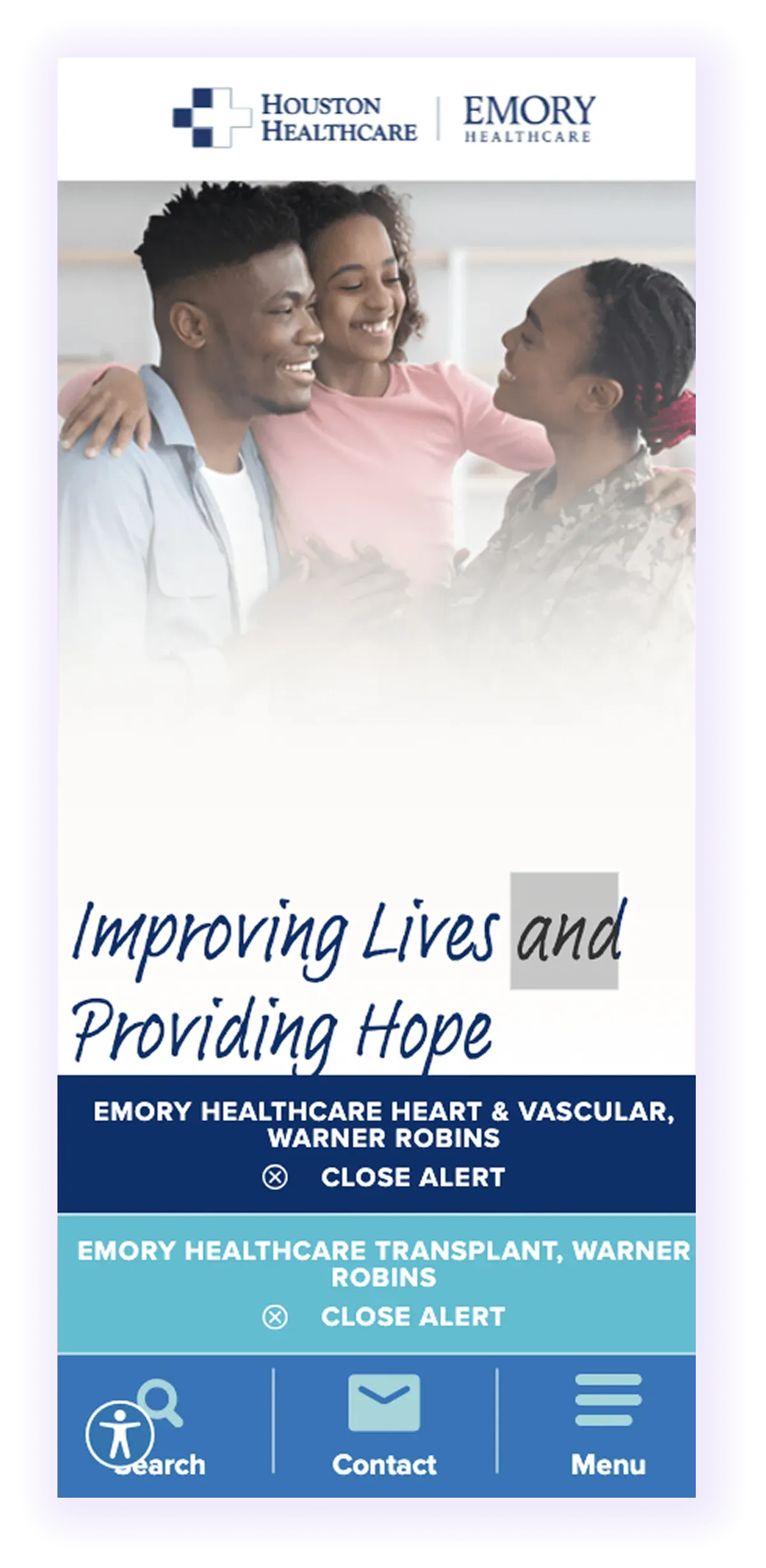 example of mobile-optimized healthcare company website