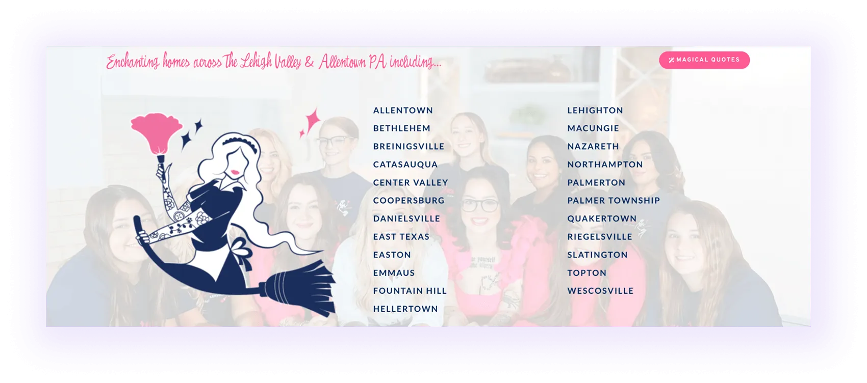An example of a cleaning website location pages