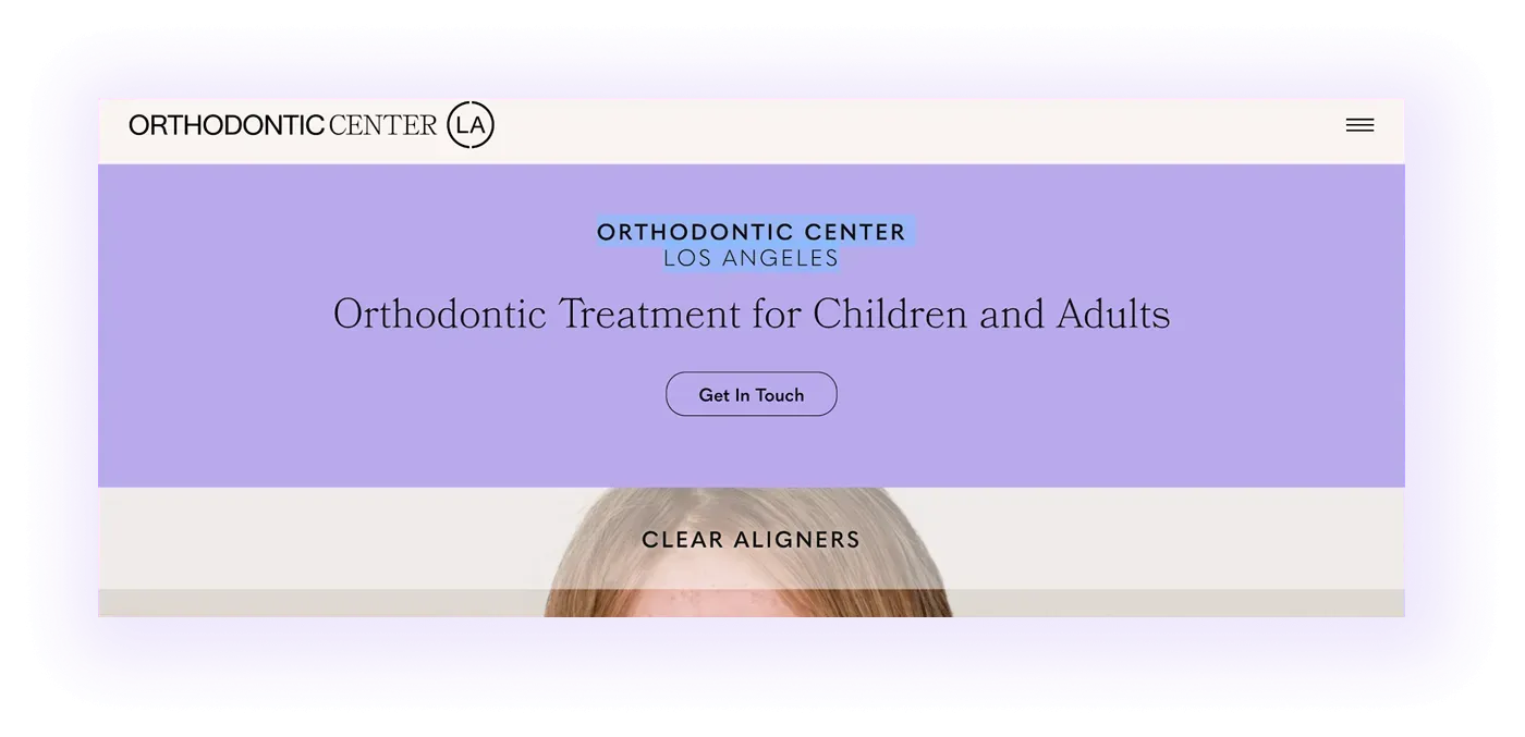 example of a local keyword use in local orthodontic clinic website